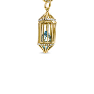 Berenice Diamond & Opal Cage Pendent with Loose Sapphire