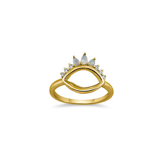 Diana Open Eye Diamond and Opal 14k Ring