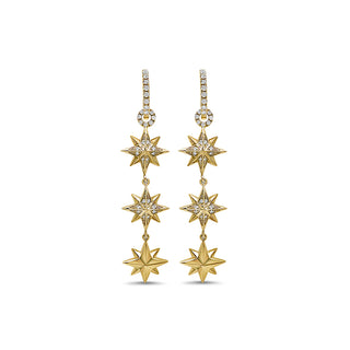 Amal Eight-pointed Gold and Diamond star Dangles