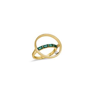 Elizabeth Emerald, Pearl and 14k Gold Circle Ring