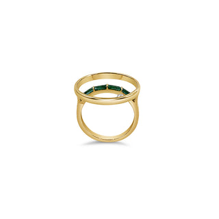 Elizabeth Emerald, Pearl and 14k Gold Circle Ring