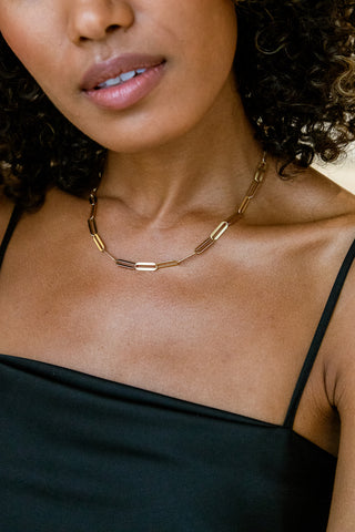 Madison Solid 14K gold Flat Paperclip Chain Necklace